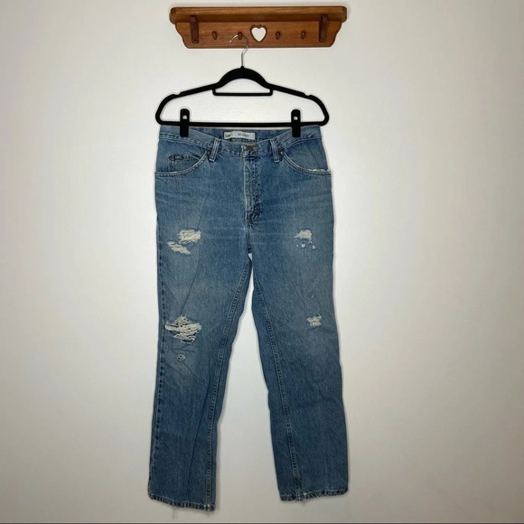 Lee | Regular Fit‎ Medium Wash Distressed Jeans - Picture 2 of 8